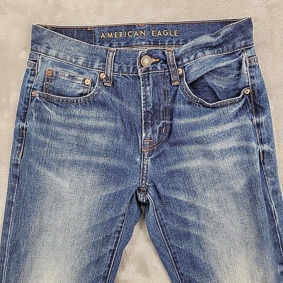 American Eagle Mens Jeans Size 28x26.5 Original Straight Distressed 100% Cotton - Picture 2 of 11